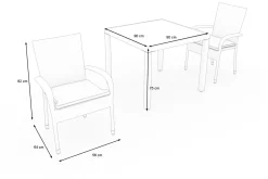 Sale Vigo Garten-Essgruppe, stahlgrau-meliert, Alu/Polyrattan, Tisch 90 x 90 cm, 2 Stühle, Polster inklusive, pulverbeschichtet Balkonmöbel-Set|Aluminium-Gartenmöbel