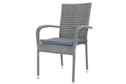 Sale Vigo Garten-Essgruppe, stahlgrau-meliert, Alu/Polyrattan, Tisch 90 x 90 cm, 2 Stühle, Polster inklusive, pulverbeschichtet Balkonmöbel-Set|Aluminium-Gartenmöbel