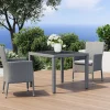Hot Vigo Garten-Essgruppe, stahlgrau-meliert/grau, Alu/Polyrattan/Glas, Tisch 90 x 90 cm, 2 Sessel, Polster Inklusive, Pulverbeschichtet Balkonmöbel-Set|Aluminium-Gartenmöbel