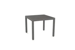Hot Vigo Garten-Essgruppe, stahlgrau-meliert/grau, Alu/Polyrattan/Glas, Tisch 90 x 90 cm, 2 Sessel, Polster Inklusive, Pulverbeschichtet Balkonmöbel-Set|Aluminium-Gartenmöbel