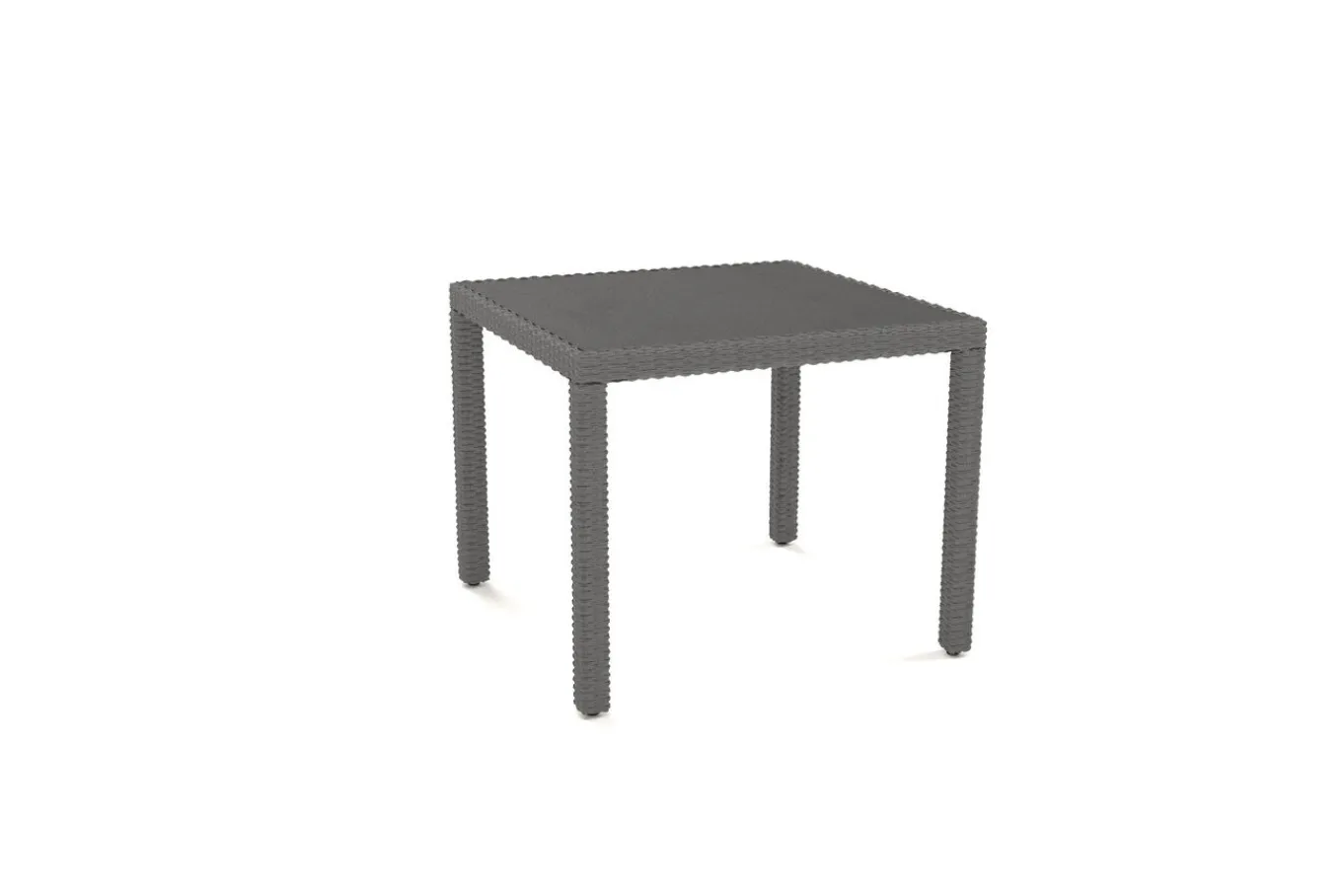 Hot Vigo Garten-Essgruppe, stahlgrau-meliert/grau, Alu/Polyrattan/Glas, Tisch 90 x 90 cm, 2 Sessel, Polster Inklusive, Pulverbeschichtet Balkonmöbel-Set|Aluminium-Gartenmöbel