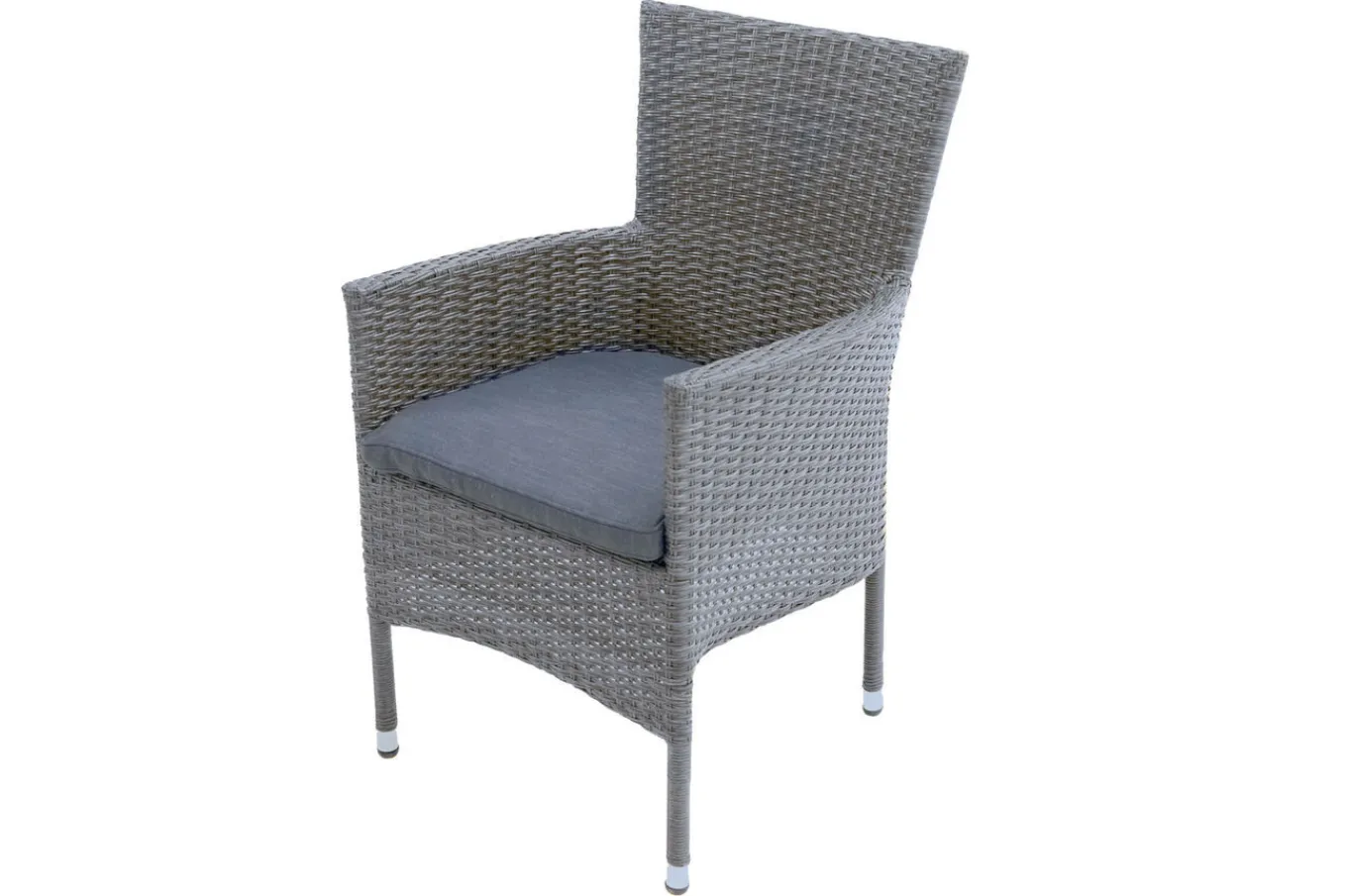 Best Vigo Garten-Essgruppe, stahlgrau-meliert/grau, Alu/Polyrattan/Polyester, Tisch 90 x 90 cm, 4 Sessel Aluminium-Gartenmöbel