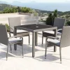 Online Vigo Garten-Essgruppe, stahlgrau-meliert, Alu/Polyrattan, Tisch 90 x 90 cm, 4 Stühle, Polster inklusive, pulverbeschichtet Garten-Essgruppen|Aluminium-Gartenmöbel