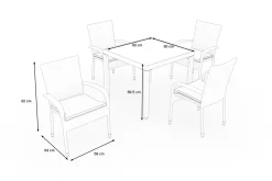 Online Vigo Garten-Essgruppe, stahlgrau-meliert, Alu/Polyrattan, Tisch 90 x 90 cm, 4 Stühle, Polster inklusive, pulverbeschichtet Garten-Essgruppen|Aluminium-Gartenmöbel