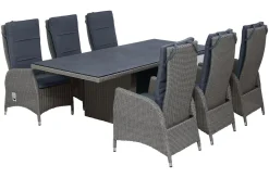 Clearance Vigo Garten-Essgruppe, 6 Personen, inkl. Kissen, 200x95cm, Polyrattan Polyrattan-Gartenmöbel|Garten-Essgruppen