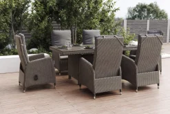 Clearance Vigo Garten-Essgruppe, 6 Personen, inkl. Kissen, 200x95cm, Polyrattan Polyrattan-Gartenmöbel|Garten-Essgruppen