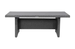 Outlet Vigo Garten-Essgruppe, grau/schiefergrau, Aluminium/Polyrattan/Glas, 200 x 95 cm, 6 verstellbare Sessel Polyrattan-Gartenmöbel|Garten-Essgruppen