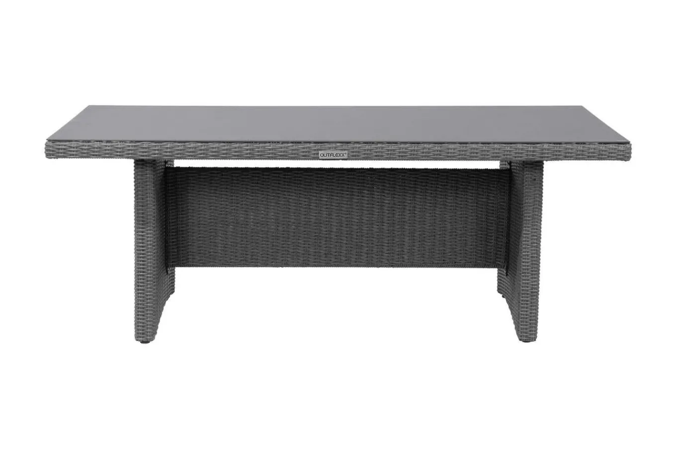 Outlet Vigo Garten-Essgruppe, grau/schiefergrau, Aluminium/Polyrattan/Glas, 200 x 95 cm, 6 verstellbare Sessel Polyrattan-Gartenmöbel|Garten-Essgruppen