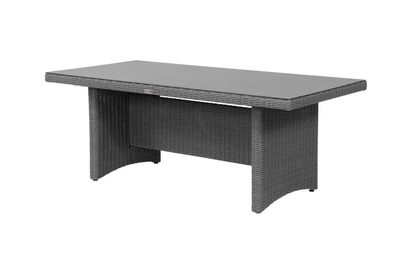 Outlet Vigo Garten-Essgruppe, grau/schiefergrau, Aluminium/Polyrattan/Glas, 200 x 95 cm, 6 verstellbare Sessel Polyrattan-Gartenmöbel|Garten-Essgruppen