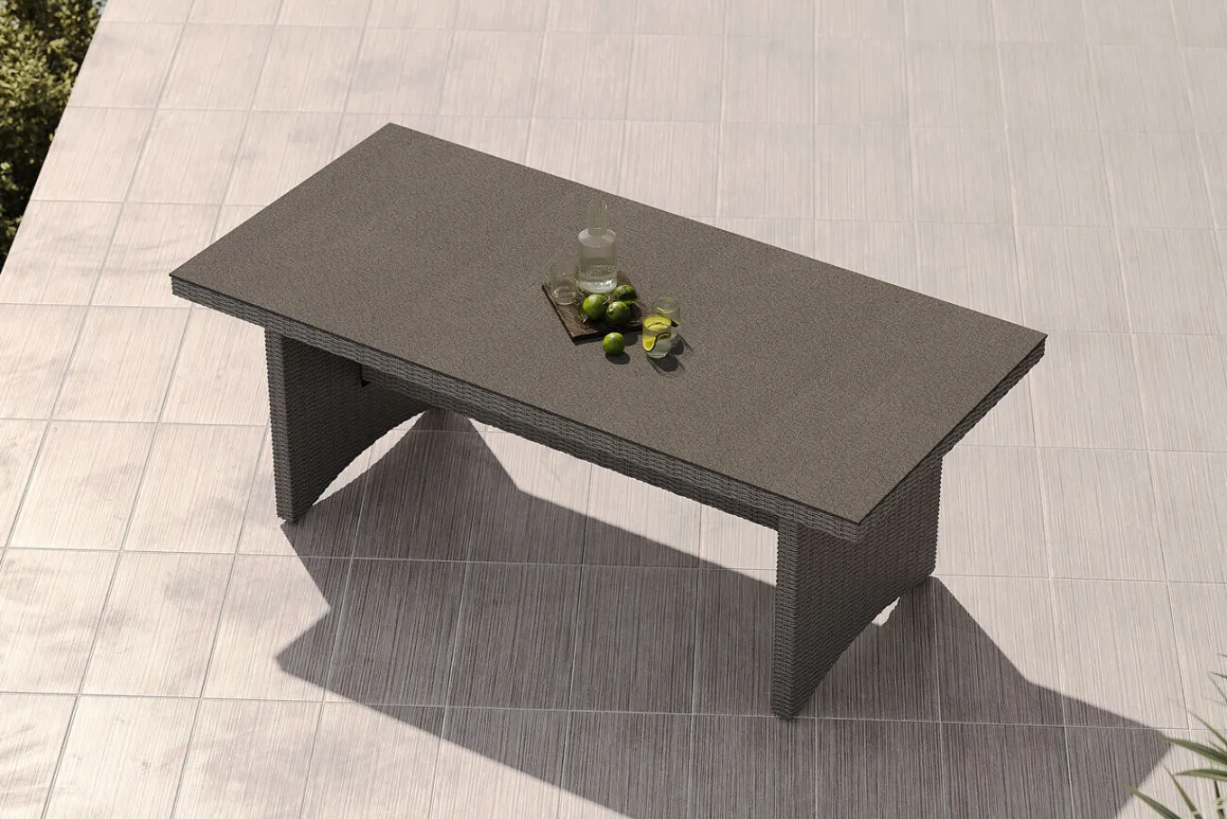 Hot Vigo Gartentisch, 8 Personen, 200x95cm, Alu/Polyrattan, Sicherheitsglas Gartentische|Polyrattan-Gartenmöbel
