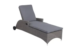 Discount Vigo Rollliege, stahlgrau-meliert, Alu/Polyrattan, 198x68x96 cm, rollbar, inklusive Polster Gartenliegen