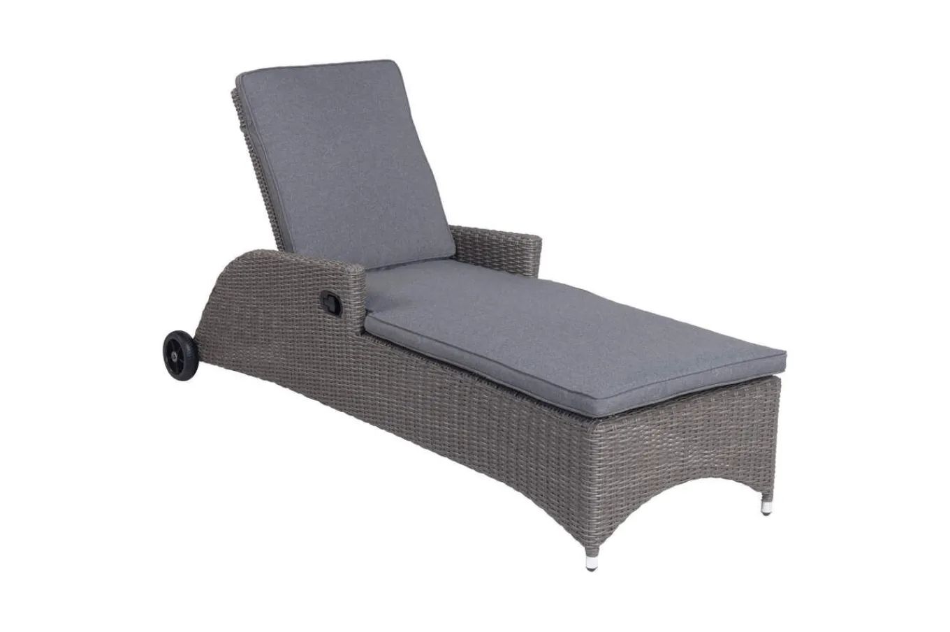 Discount Vigo Rollliege, stahlgrau-meliert, Alu/Polyrattan, 198x68x96 cm, rollbar, inklusive Polster Gartenliegen