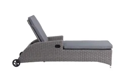Discount Vigo Rollliege, stahlgrau-meliert, Alu/Polyrattan, 198x68x96 cm, rollbar, inklusive Polster Gartenliegen