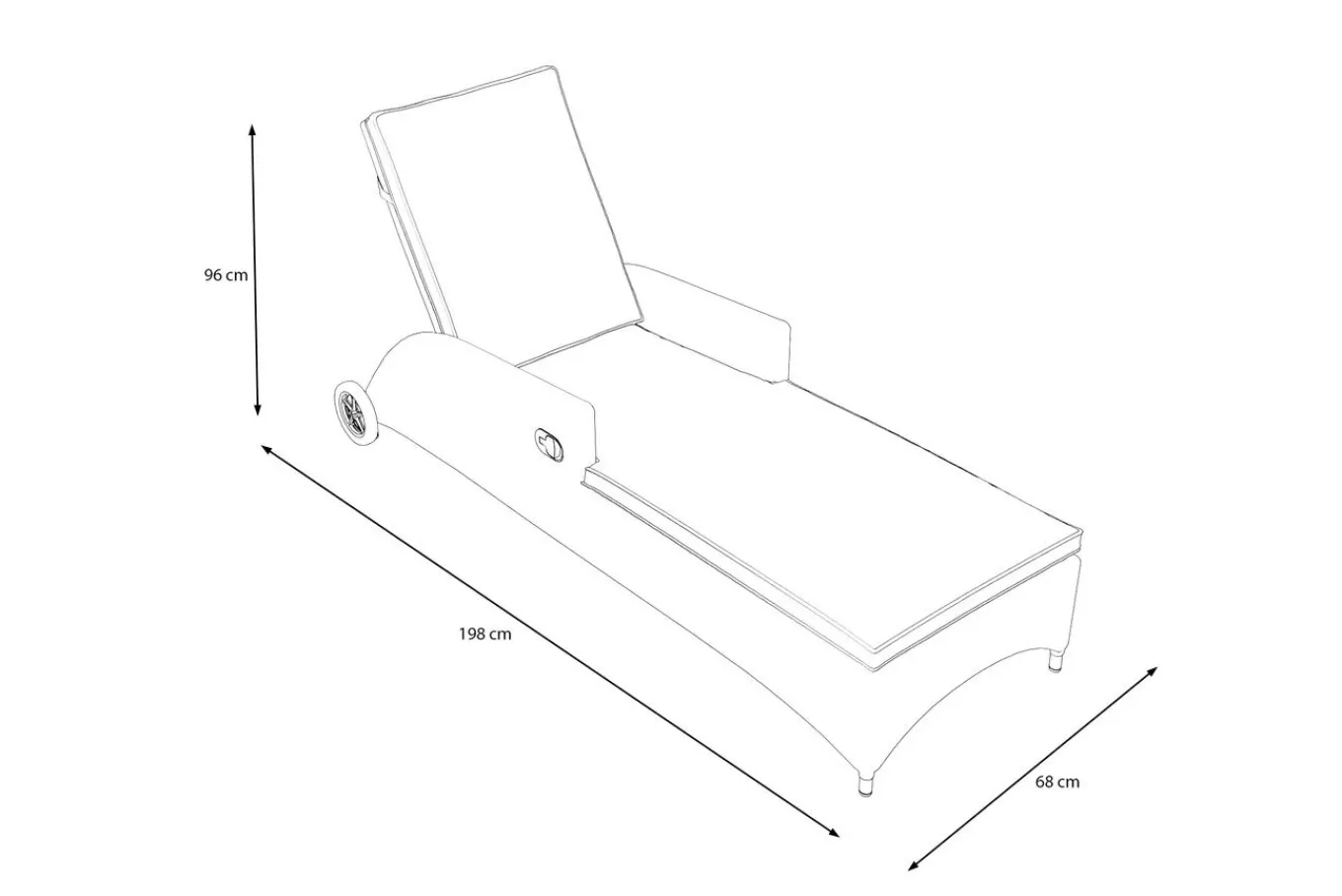 Discount Vigo Rollliege, stahlgrau-meliert, Alu/Polyrattan, 198x68x96 cm, rollbar, inklusive Polster Gartenliegen
