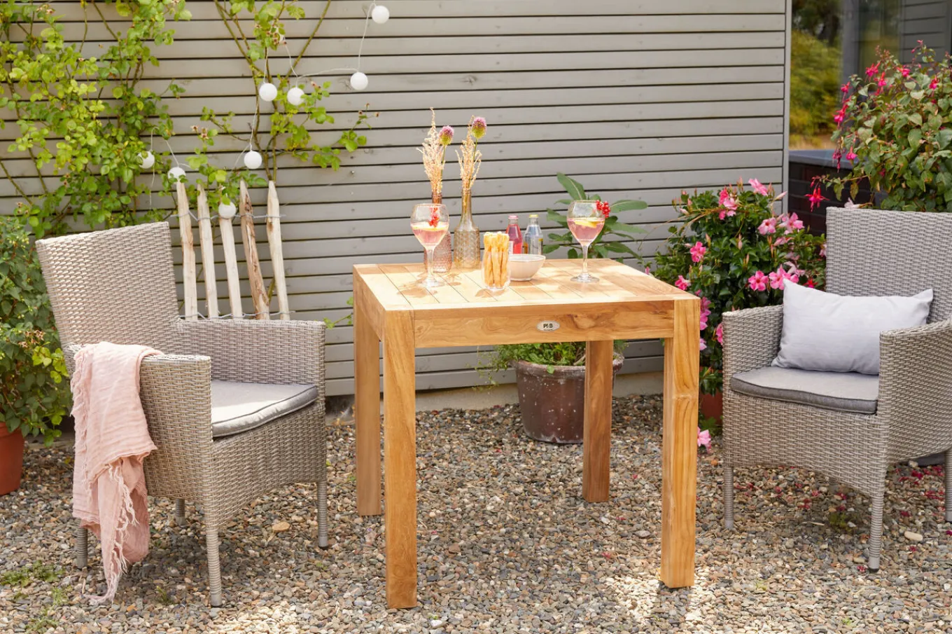 New Vigo Stapelsessel, stahlgrau-meliert, Alu/Polyrattan, 59x62x92 cm, inkl. Auflagen, stapelbar Polyrattan-Gartenmöbel|Gartenstühle & Gartensessel