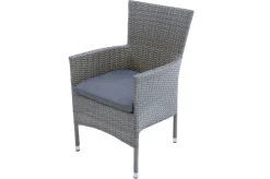 New Vigo Stapelsessel, stahlgrau-meliert, Alu/Polyrattan, 59x62x92 cm, inkl. Auflagen, stapelbar Polyrattan-Gartenmöbel|Gartenstühle & Gartensessel