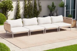 Best Visby Gartenlounge 4-teilig, creme/weiß, Alu/Stahl, inkl. Polster, abnehmbare Bezüge, elektrophoretisch beschichtet Gartenlounge|Edelstahl-Gartenmöbel