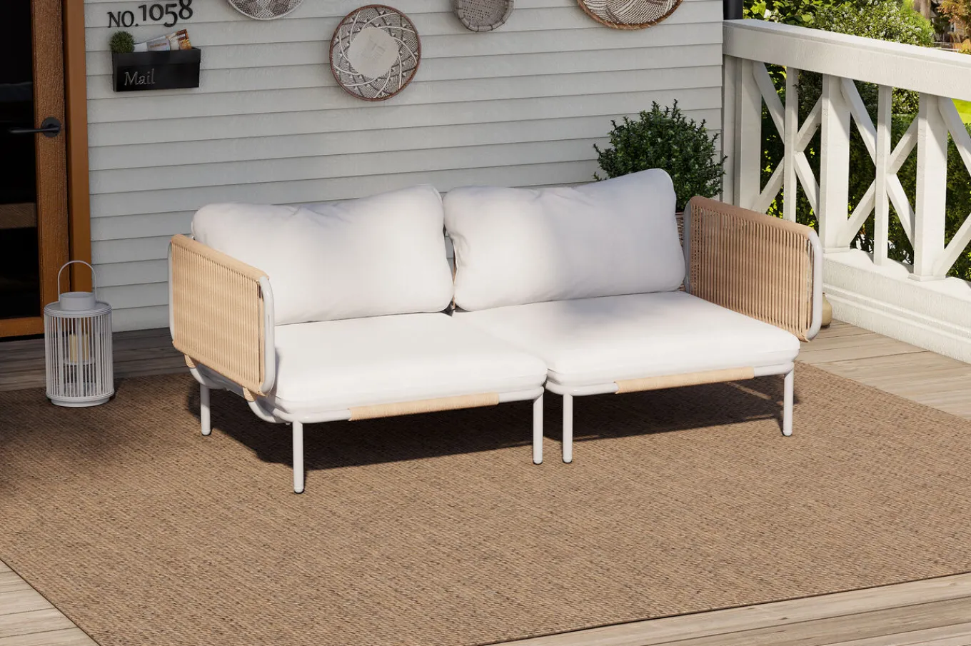 Visby Gartenlounge 2-teilig, creme/weiß, Alu/Stahl, inkl. Kissen, elektrophoretisch beschichtet Gartenlounge|Edelstahl-Gartenmöbel