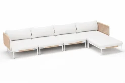 Discount Visby Gartenlounge 5-teilig, creme/weiß, Alu/Stahl, inkl. Polster & Ottomane,elektrophoretisch beschichtet Gartenlounge|Edelstahl-Gartenmöbel