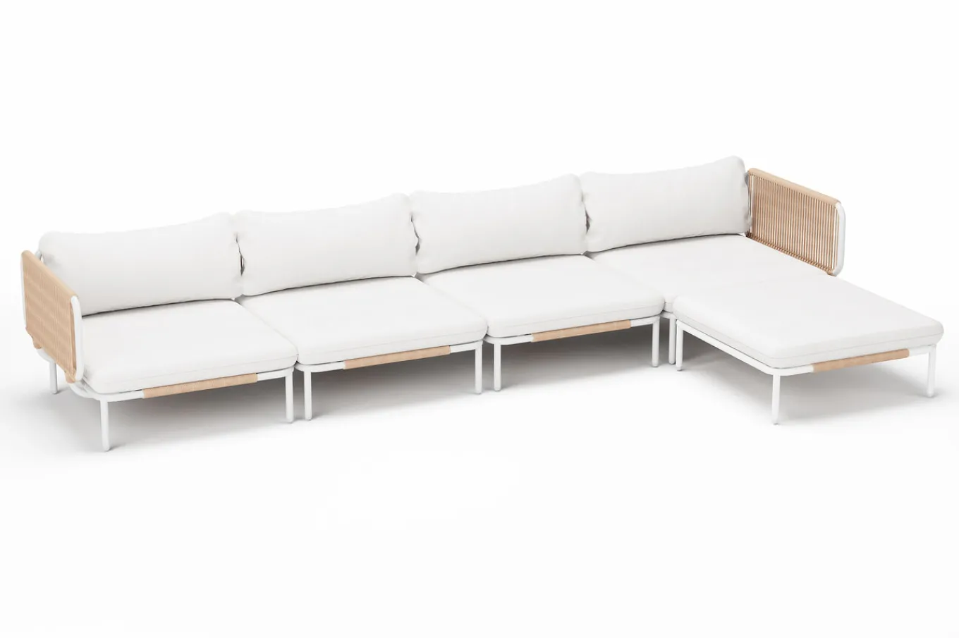 Discount Visby Gartenlounge 5-teilig, creme/weiß, Alu/Stahl, inkl. Polster & Ottomane,elektrophoretisch beschichtet Gartenlounge|Edelstahl-Gartenmöbel