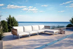 Discount Visby Gartenlounge 5-teilig, creme/weiß, Alu/Stahl, inkl. Polster & Ottomane,elektrophoretisch beschichtet Gartenlounge|Edelstahl-Gartenmöbel
