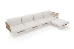 Discount Visby Gartenlounge 5-teilig, creme/weiß, Alu/Stahl, inkl. Polster & Ottomane,elektrophoretisch beschichtet Gartenlounge|Edelstahl-Gartenmöbel