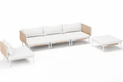 Discount Visby Gartenlounge 5-teilig, creme/weiß, Alu/Stahl, inkl. Polster & Ottomane,elektrophoretisch beschichtet Gartenlounge|Edelstahl-Gartenmöbel