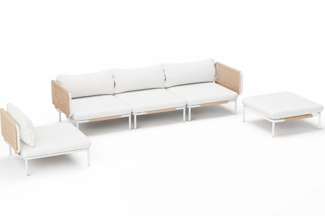 Discount Visby Gartenlounge 5-teilig, creme/weiß, Alu/Stahl, inkl. Polster & Ottomane,elektrophoretisch beschichtet Gartenlounge|Edelstahl-Gartenmöbel