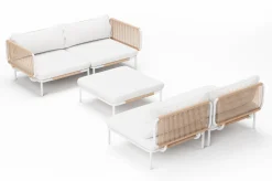 Discount Visby Gartenlounge 5-teilig, creme/weiß, Alu/Stahl, inkl. Polster & Ottomane,elektrophoretisch beschichtet Gartenlounge|Edelstahl-Gartenmöbel
