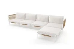 Discount Visby Gartenlounge 5-teilig, creme/weiß, Alu/Stahl, inkl. Polster & Ottomane,elektrophoretisch beschichtet Gartenlounge|Edelstahl-Gartenmöbel