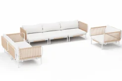 Best Visby Gartenlounge 6-teilig, creme/weiß, Alu/Stahl, inkl. Kissen, elektrophoretisch beschichtet Gartenlounge|Edelstahl-Gartenmöbel