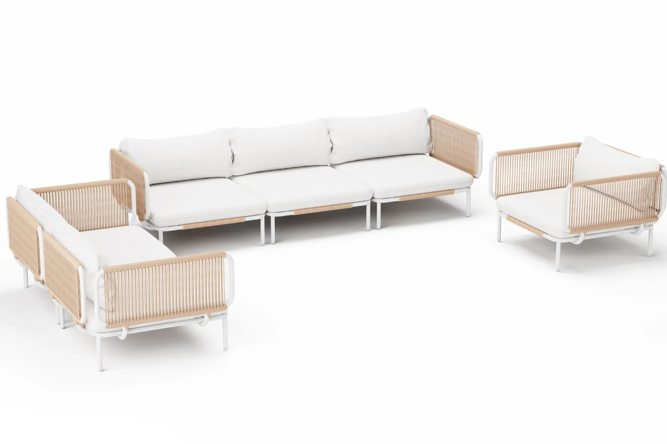 Best Visby Gartenlounge 6-teilig, creme/weiß, Alu/Stahl, inkl. Kissen, elektrophoretisch beschichtet Gartenlounge|Edelstahl-Gartenmöbel