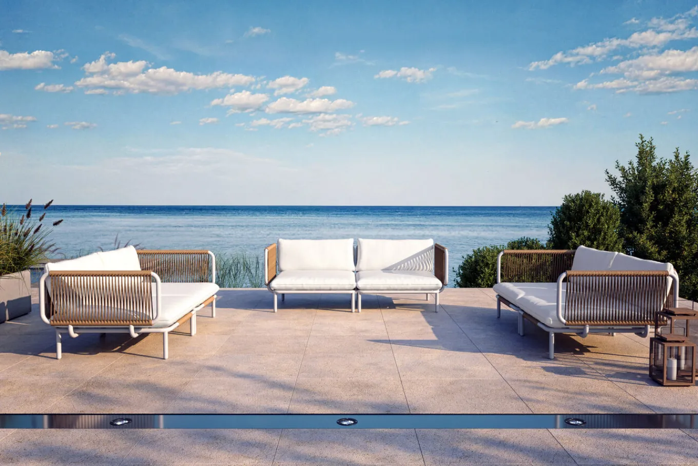 Best Visby Gartenlounge 6-teilig, creme/weiß, Alu/Stahl, inkl. Kissen, elektrophoretisch beschichtet Gartenlounge|Edelstahl-Gartenmöbel