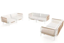 Best Visby Gartenlounge 6-teilig, creme/weiß, Alu/Stahl, inkl. Kissen, elektrophoretisch beschichtet Gartenlounge|Edelstahl-Gartenmöbel