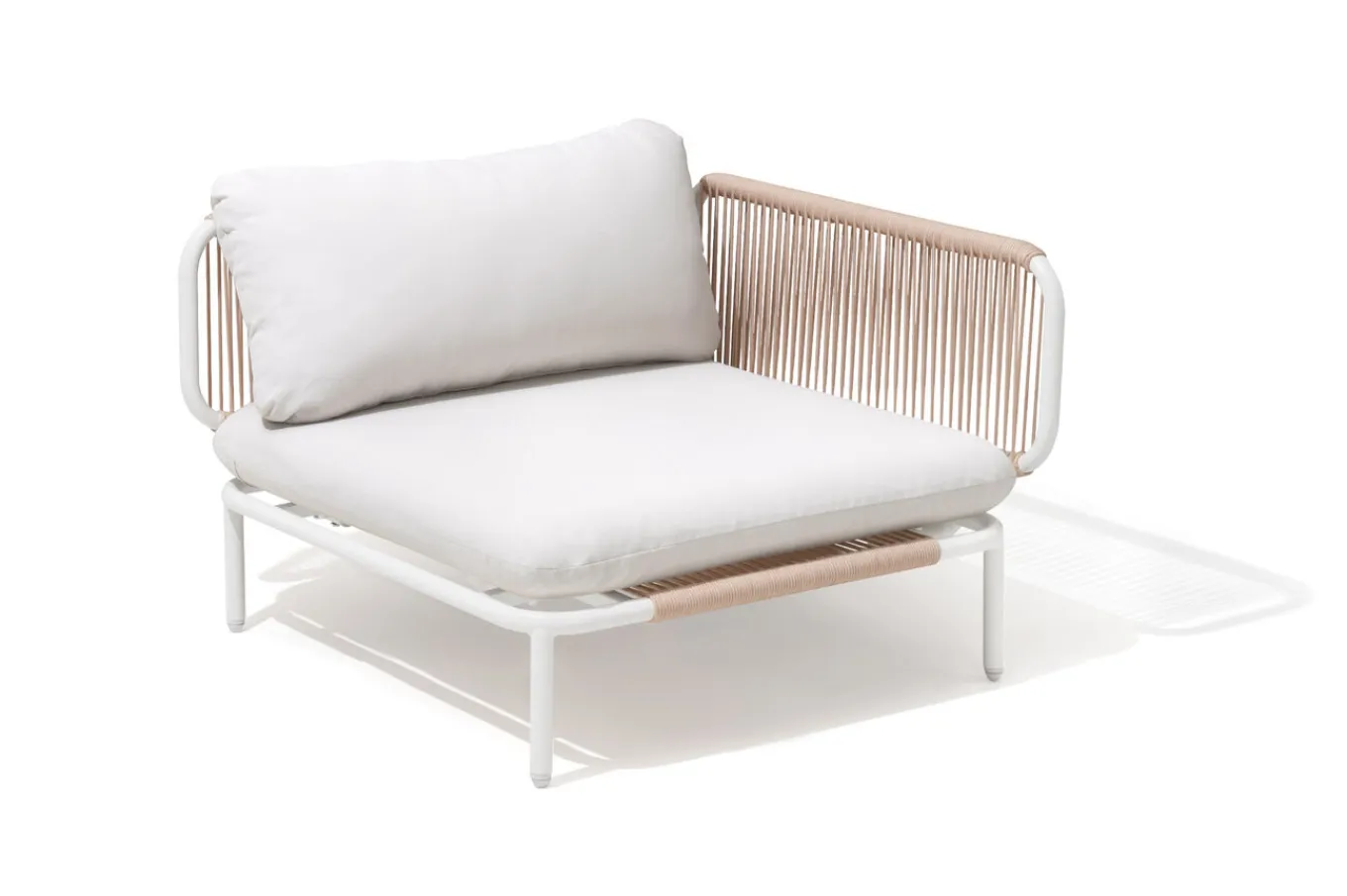 Online Visby Loungesofa Eckteil, creme/weiß, Alu/Stahl, inkl. Kissen, elektrophoretisch beschichtet Stahl-Gartenmöbel|Gartenlounge