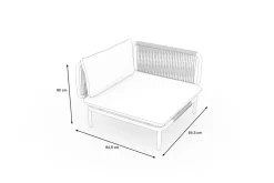 Online Visby Loungesofa Eckteil, creme/weiß, Alu/Stahl, inkl. Kissen, elektrophoretisch beschichtet Stahl-Gartenmöbel|Gartenlounge