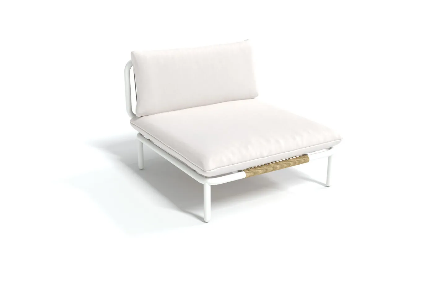 Outlet Visby Loungesofa Mittelteil, creme/weiß, Alu/Stahl, inkl. Kissen, elektrophoretisch beschichtet Stahl-Gartenmöbel|Gartenlounge