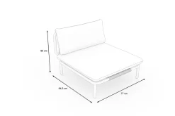 Outlet Visby Loungesofa Mittelteil, creme/weiß, Alu/Stahl, inkl. Kissen, elektrophoretisch beschichtet Stahl-Gartenmöbel|Gartenlounge