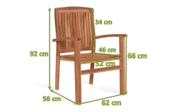 New Washington Stapelsessel, natur, Teakholz, 62 x 56 x 92 cm Gartenstühle & Gartensessel|Teak-Gartenmöbel