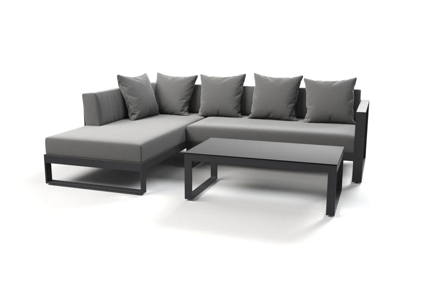 Outlet Willis Ecklounge, anthrazit matt, Aluminium/Polyester, 5 Personen, inkl. Beistelltisch Gartenlounge|Aluminium-Gartenmöbel