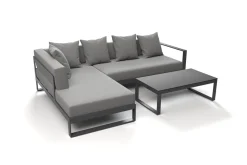 Outlet Willis Ecklounge, anthrazit matt, Aluminium/Polyester, 5 Personen, inkl. Beistelltisch Gartenlounge|Aluminium-Gartenmöbel