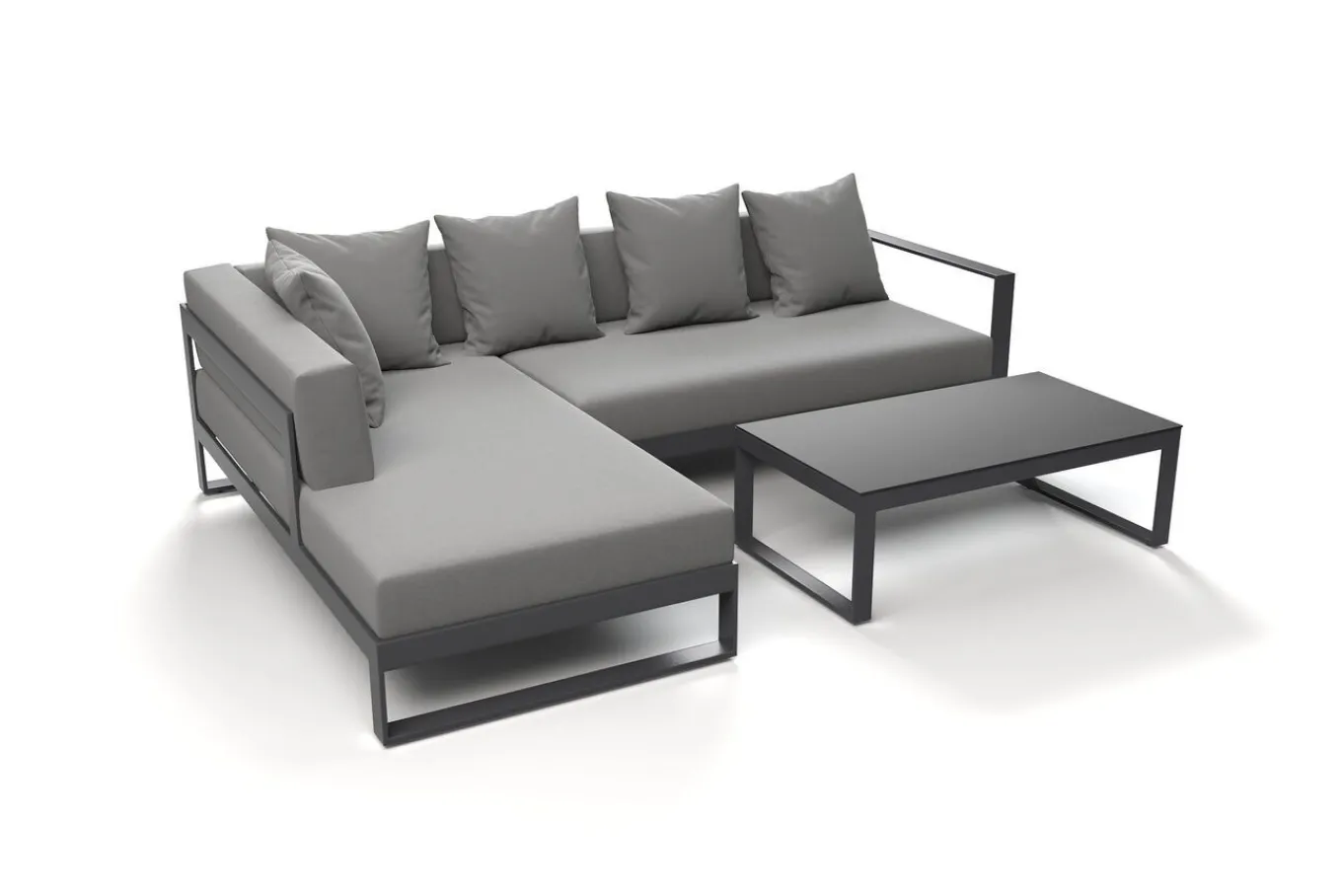 Outlet Willis Ecklounge, anthrazit matt, Aluminium/Polyester, 5 Personen, inkl. Beistelltisch Gartenlounge|Aluminium-Gartenmöbel
