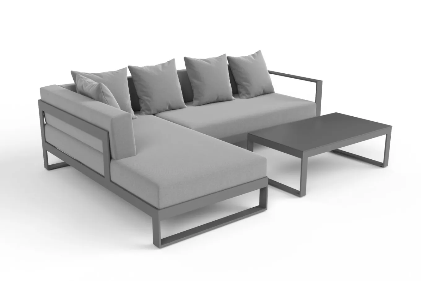 Online Willis Ecklounge, silber, Aluminium/Polyester, 5 Personen, inkl. Beistelltisch Gartenlounge