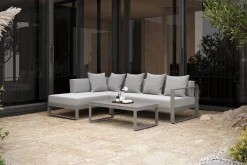 Online Willis Ecklounge, silber, Aluminium/Polyester, 5 Personen, inkl. Beistelltisch Gartenlounge