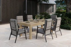 Hot Zadar Garten-Essgruppe, anthrazit/natur, Teak/Aluminium/Polyester, Tisch 200 x 100 cm, inkl. 6 Sessel Garten-Essgruppen|Aluminium-Gartenmöbel