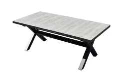 Best OUTLEXX Louvra Ausziehtisch, anthrazit/Holzoptik, Alu/Keramik, 200/260 x 100 cm, Tischplatte aus Keramikfliesen Gartentische