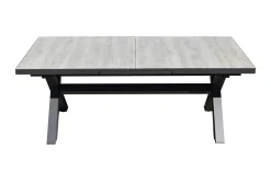 Best OUTLEXX Louvra Ausziehtisch, anthrazit/Holzoptik, Alu/Keramik, 200/260 x 100 cm, Tischplatte aus Keramikfliesen Gartentische