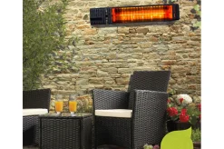 Heizstrahler, schwarz, Aluminium, 58x15xcm, wassergeschützt, Fernbedienung mit 2 Stufen Aluminium-Gartenmöbel|Heizstrahler