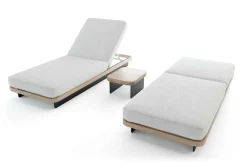 Hot Aurora Gartenliegen 2er-Set, anthrazit/pale silver, Alu/Polyester/Schaumstoff, 200 x 80 cm, 6-fach verstellbar, inkl. Beistelltisch Gartenliegen