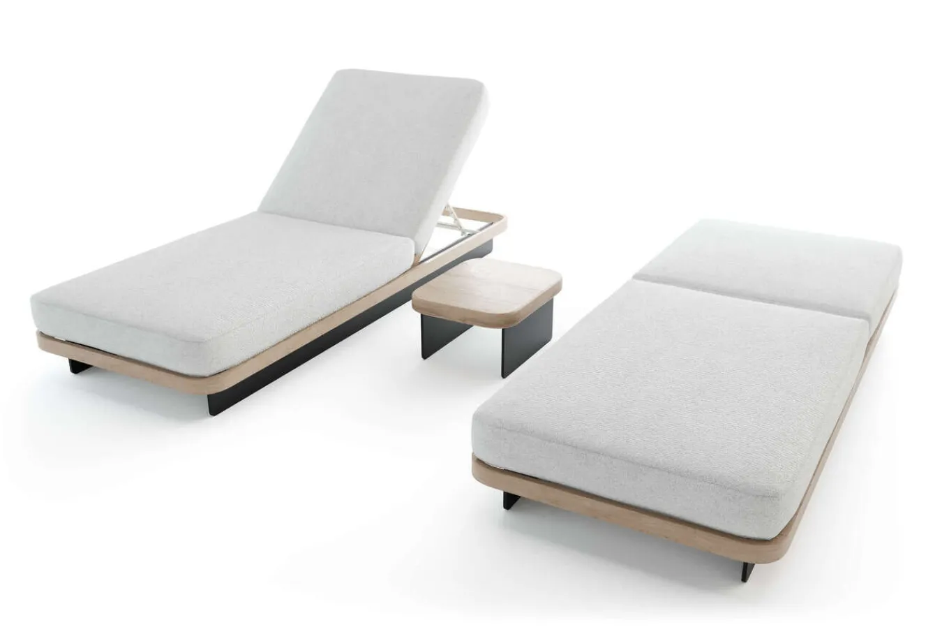 Hot Aurora Gartenliegen 2er-Set, anthrazit/pale silver, Alu/Polyester/Schaumstoff, 200 x 80 cm, 6-fach verstellbar, inkl. Beistelltisch Gartenliegen